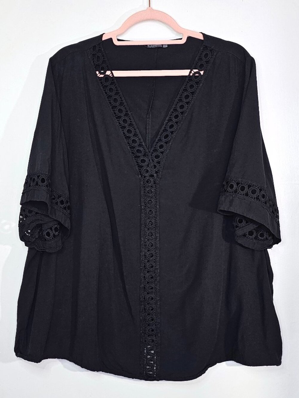 Bloomchic Crochet Geometric Lace V-Neck Tunic Blouse Top US18-20 XXL 2X 2XL